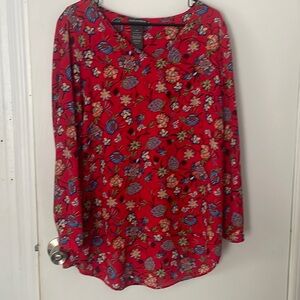 Women’s Red Floral crisscross front blouse